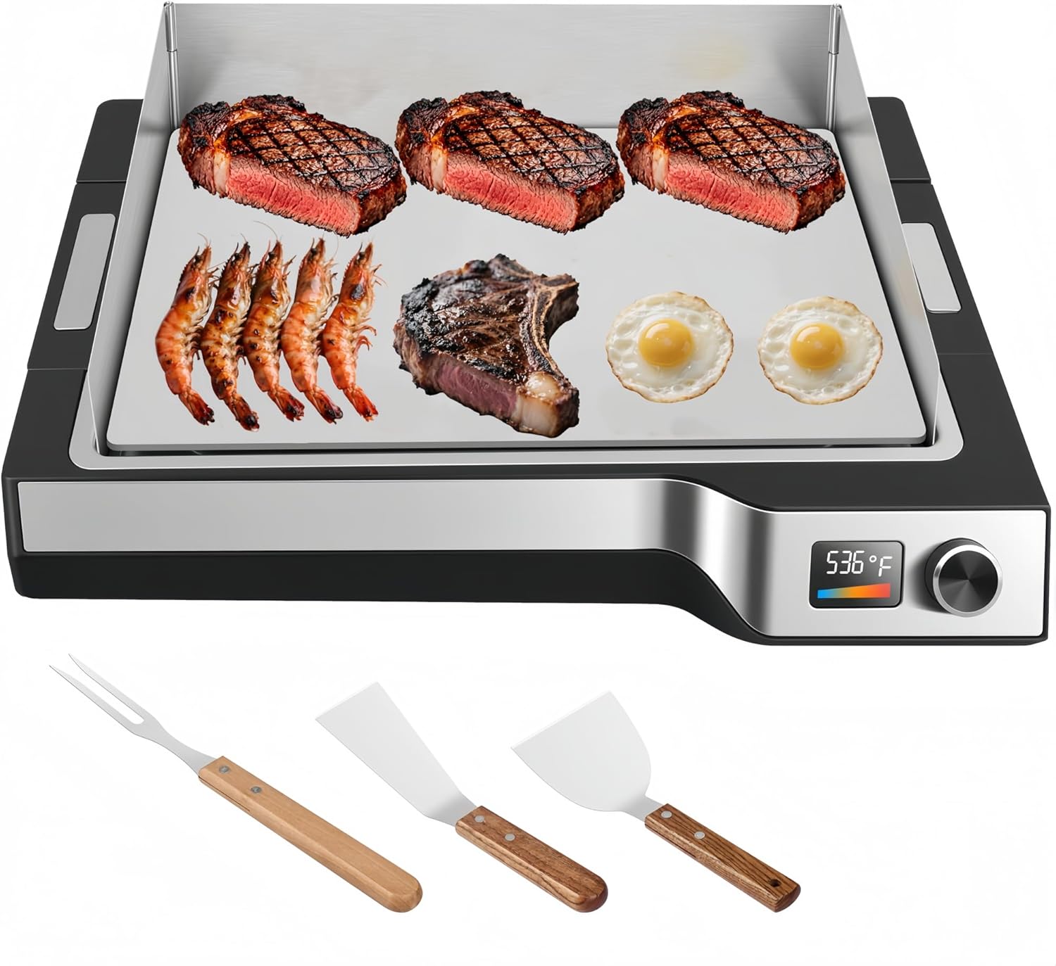 Electric Griddle Flat Top - Electric Griddle 536°F Max Temp, 14
