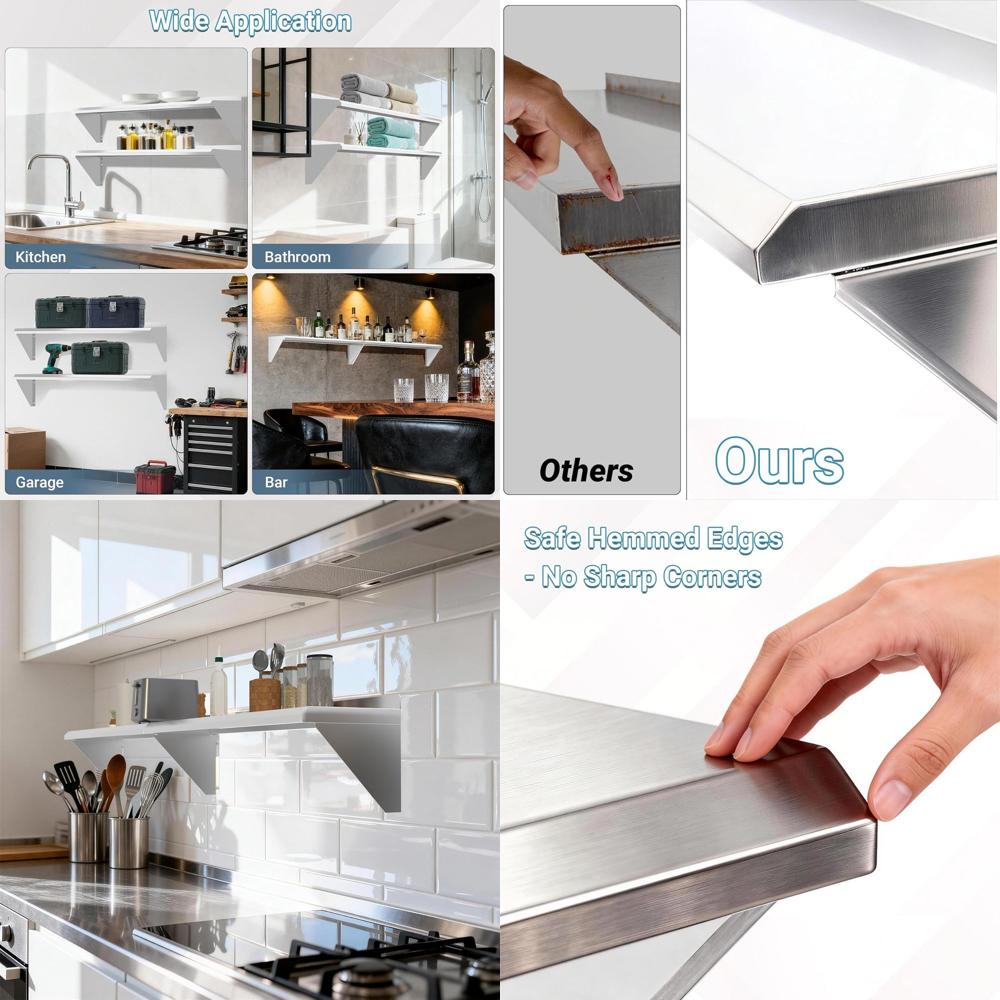 Wall Shelf Commercial Kitchen - 12 x 36 Dual Pack, 300lbs