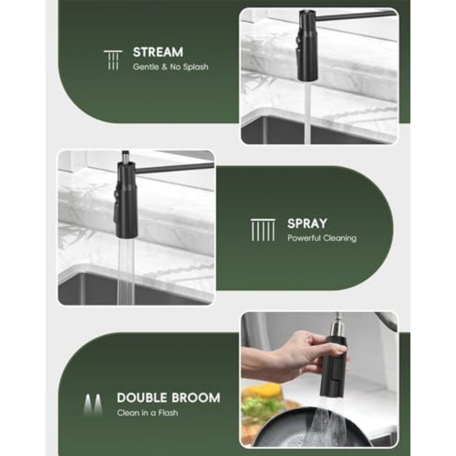 Black Kitchen Faucet with Pull - Commercial Kitchen Sprayer avis et prix