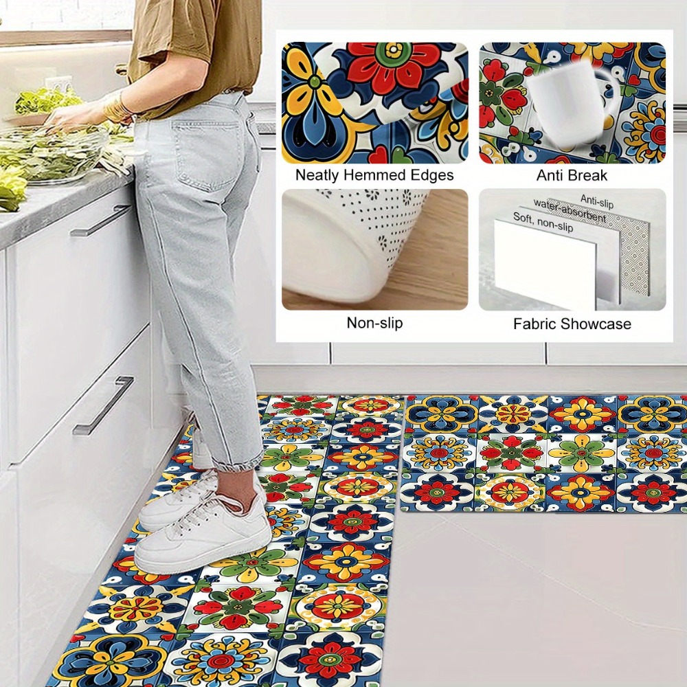 Mediterranean Tile Carpet Mat  - Commercial Kitchen Tile Flooring avis et prix