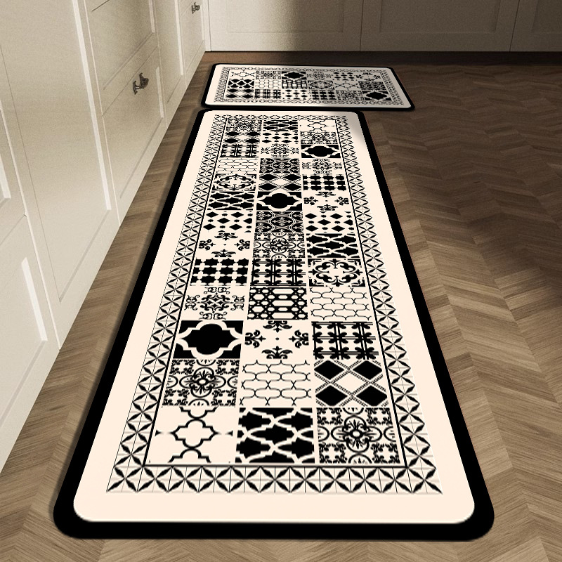Black White Geometric Tile Kit - Commercial Kitchen Tile Flooring avis et prix