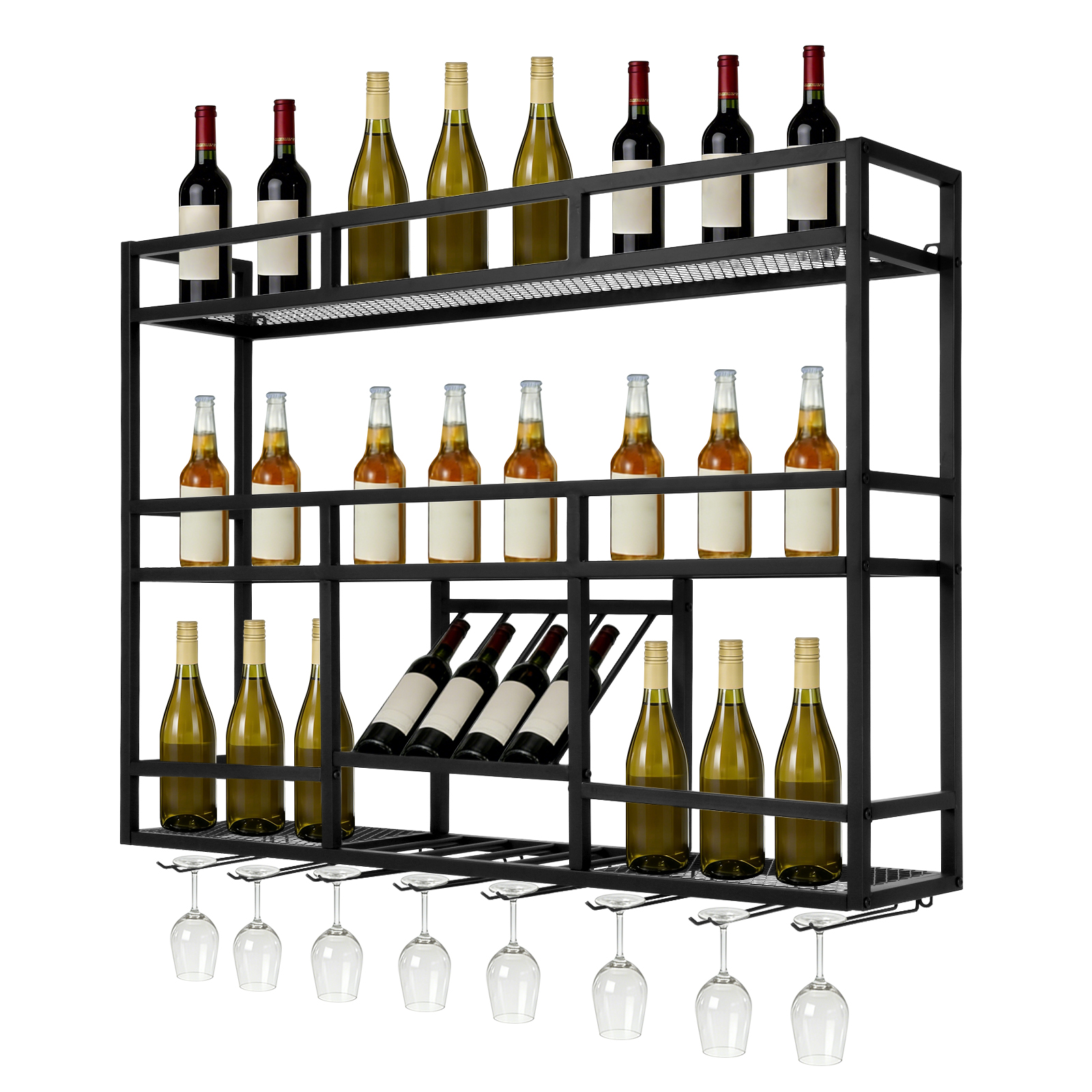 3 Tiers Wall Mounted Wine Rack - Wall Shelf Commercial Kitchen avis et prix