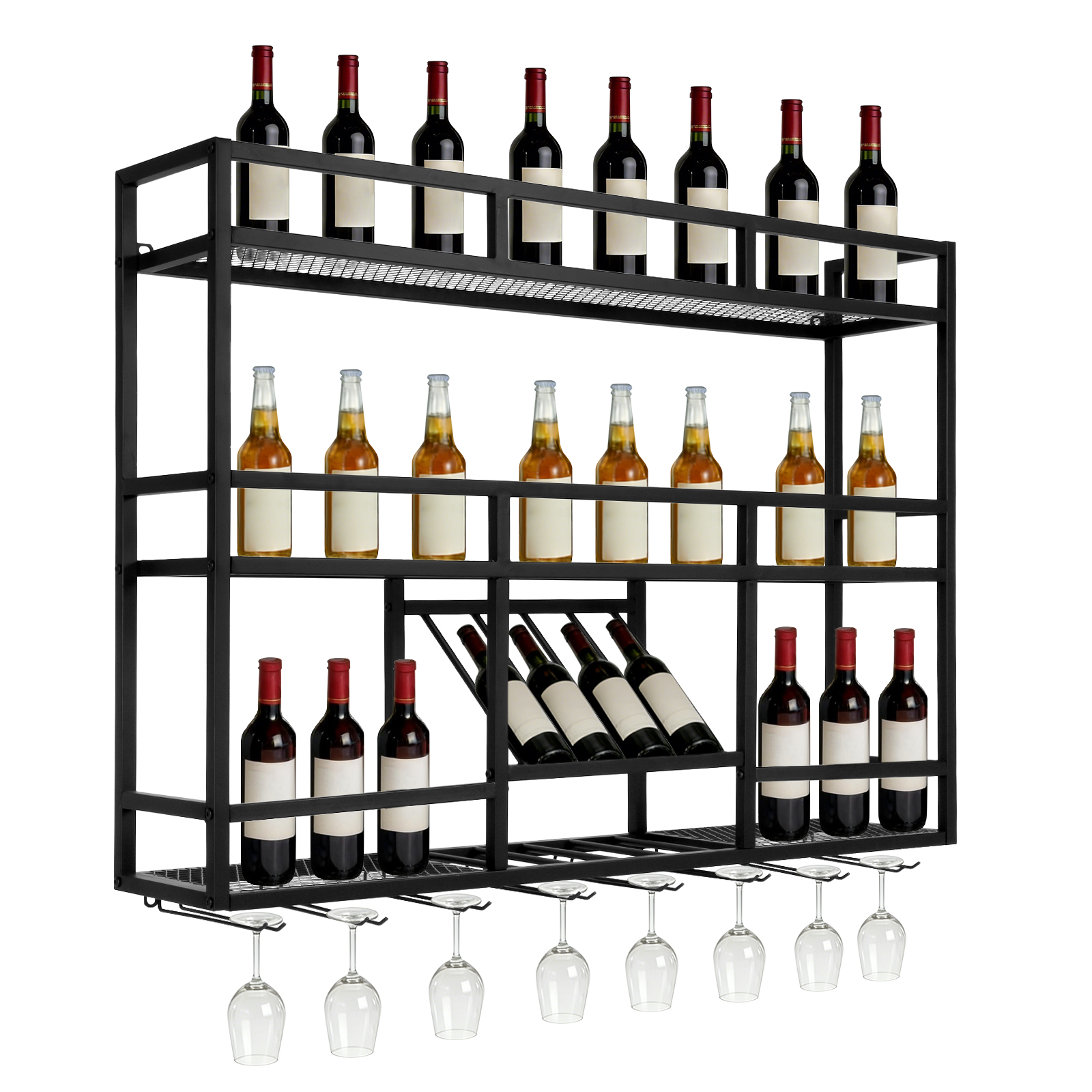 3 Tiers Wall Mounted Wine Rack - Wall Shelf Commercial Kitchen avis et prix