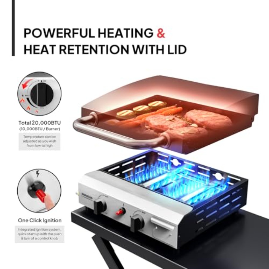2 Burner Foldable Propane Grid - Electric Griddle Flat Top avis et prix