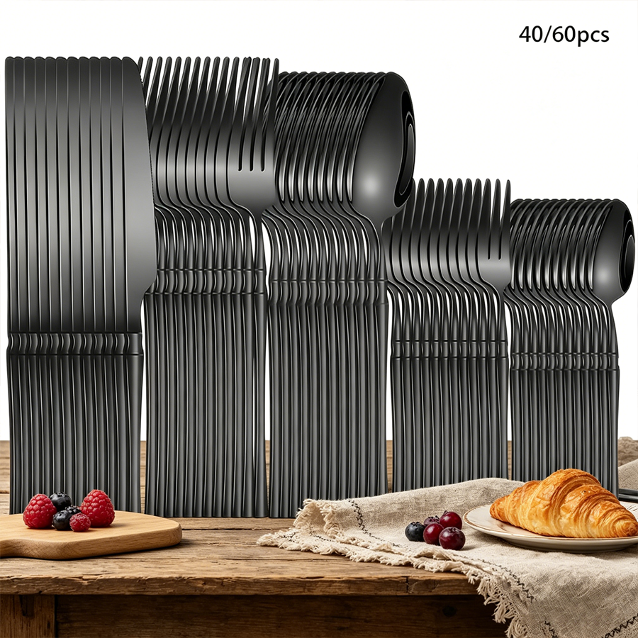 40/60-piece black stainless st - Commercial Kitchen Knives avis et prix
