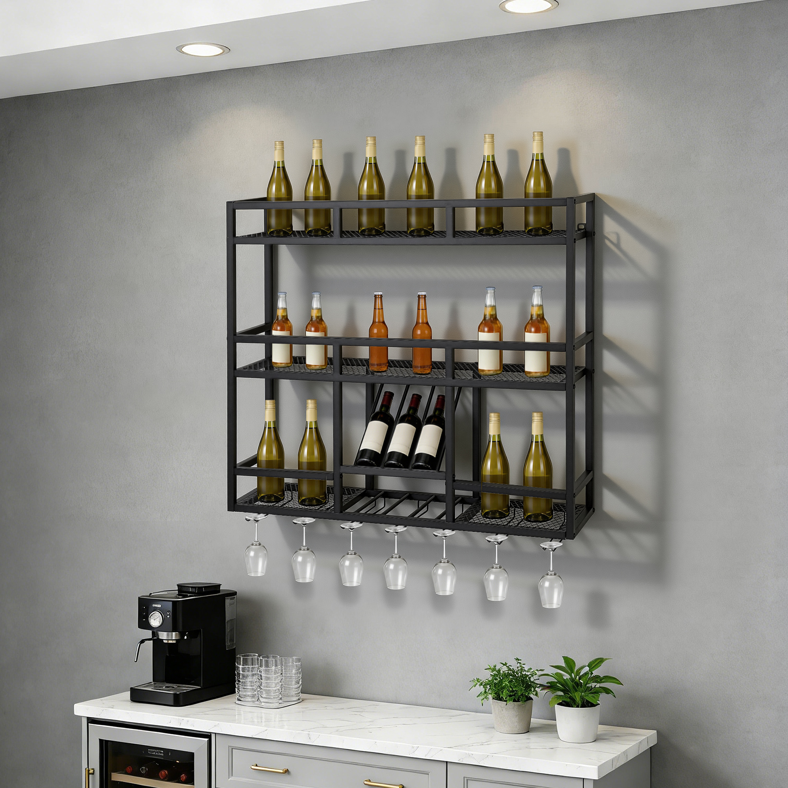 3 Tiers Floating Wine Bottle S - Wall Shelf Commercial Kitchen avis et prix