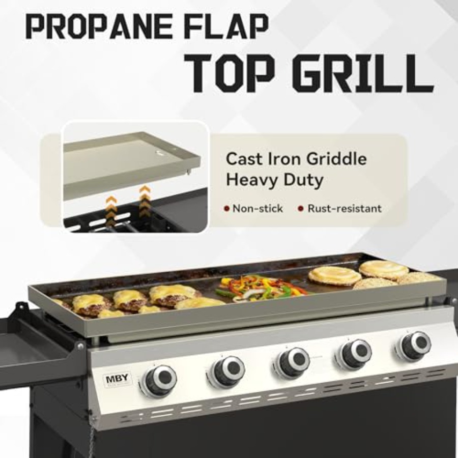5 Burner Propane Grill with Ra - Electric Griddle Flat Top avis et prix