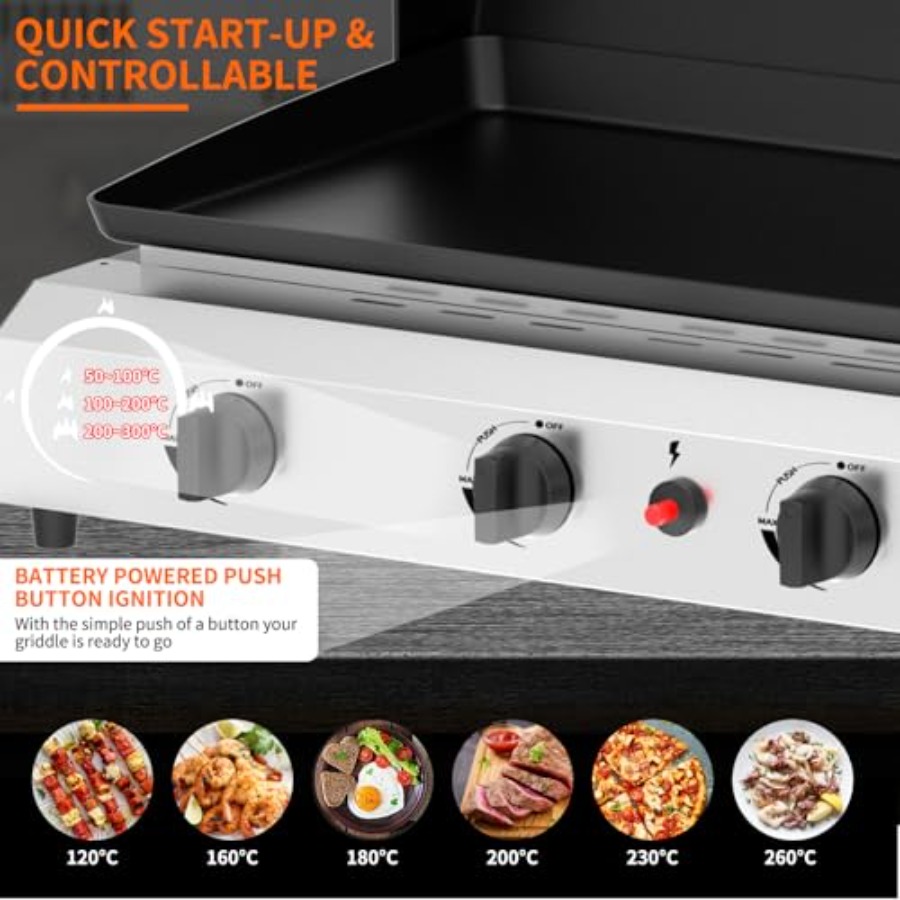 4 Burner Gas Griddle with Lid- - Electric Griddle Flat Top avis et prix