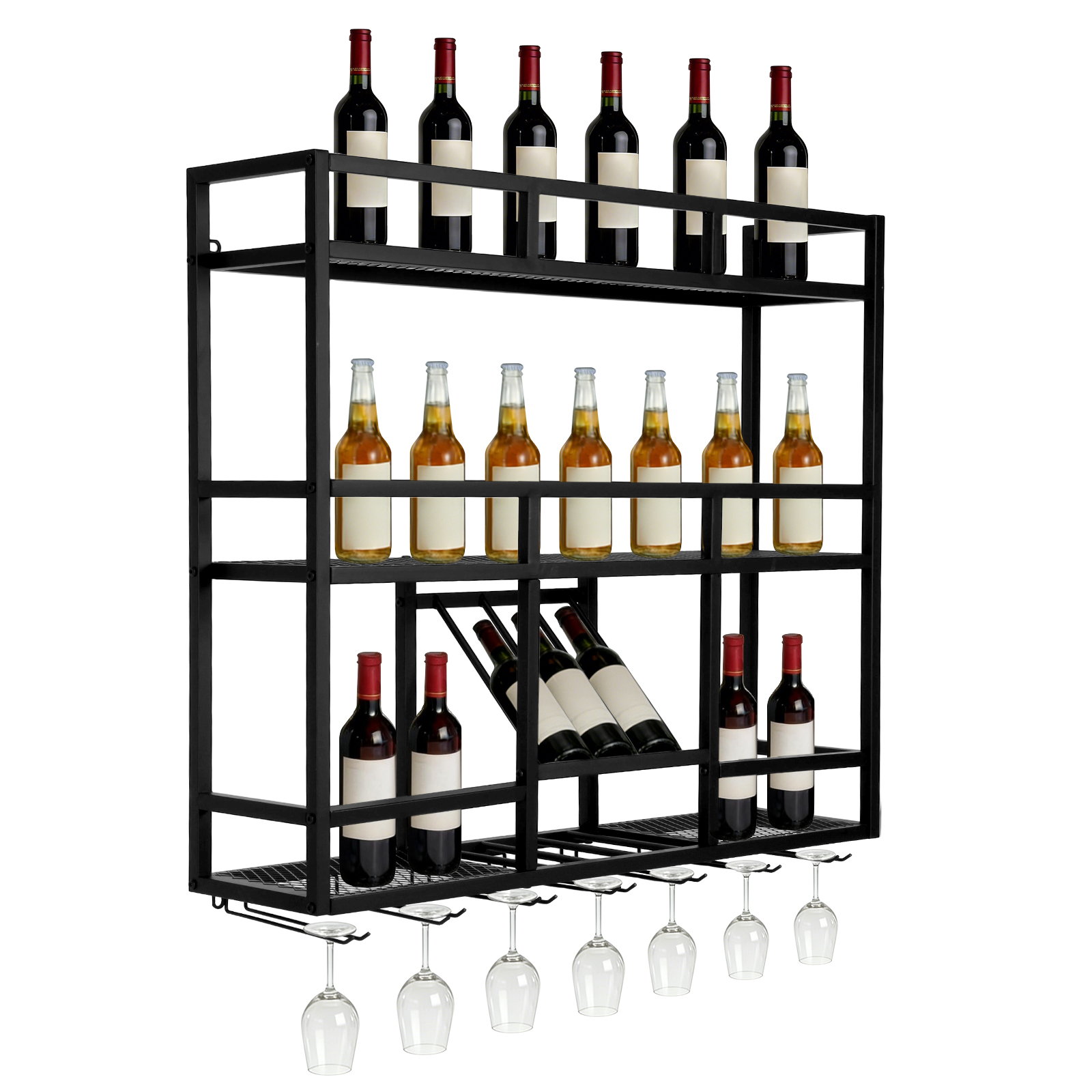 3 Tiers Wall Mounted Wine Rack - Wall Shelf Commercial Kitchen avis et prix