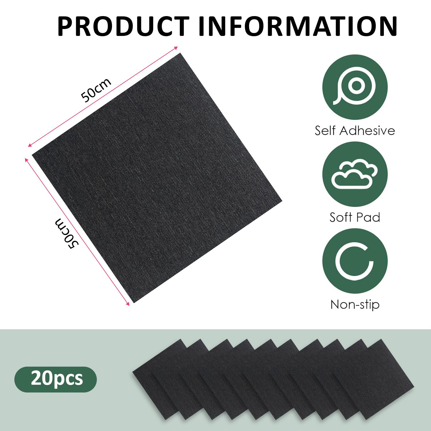 20-60pcs Carpet Tiles 50x50cm  - Commercial Kitchen Tile Flooring avis et prix