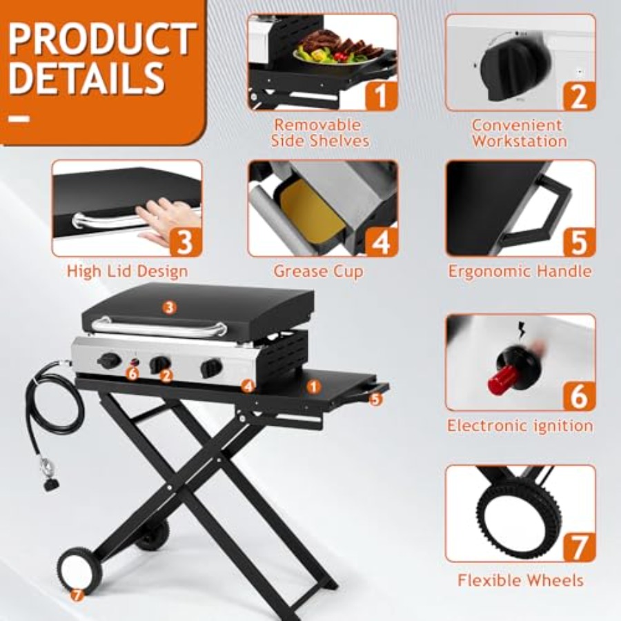 3 Burner Foldable Propane Grid - Electric Griddle Flat Top avis et prix