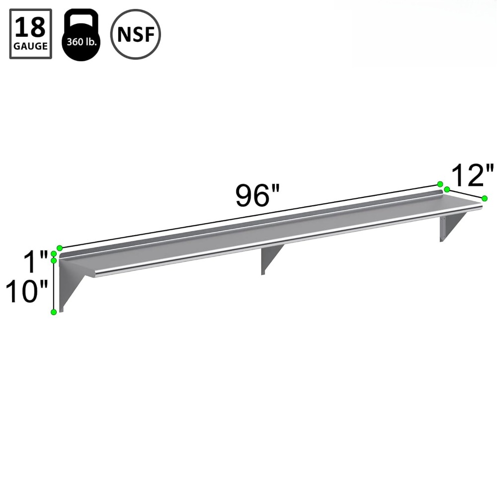 12x96in Stainless Steel Wall S - Wall Shelf Commercial Kitchen avis et prix