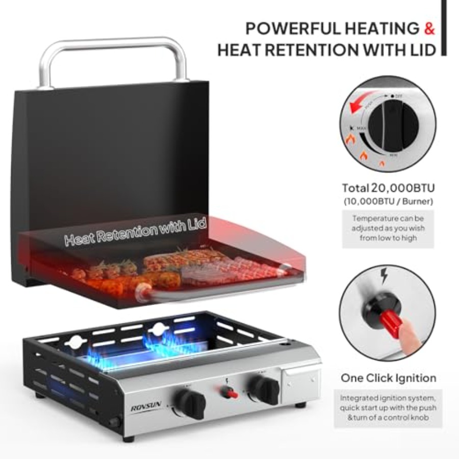 20000 BTU Foldable Flat Top Ga - Electric Griddle Flat Top avis et prix