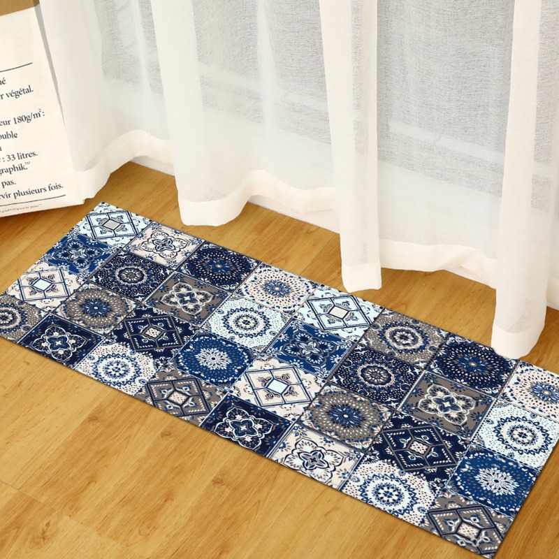 Long Rug Blue-Gray Retro Tile  - Commercial Kitchen Tile Flooring avis et prix