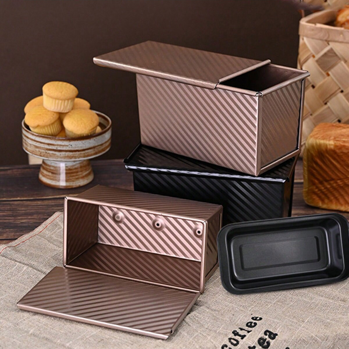1pc Golden  Loaf Pan with Lid  - Rotary Bakery Oven avis et prix