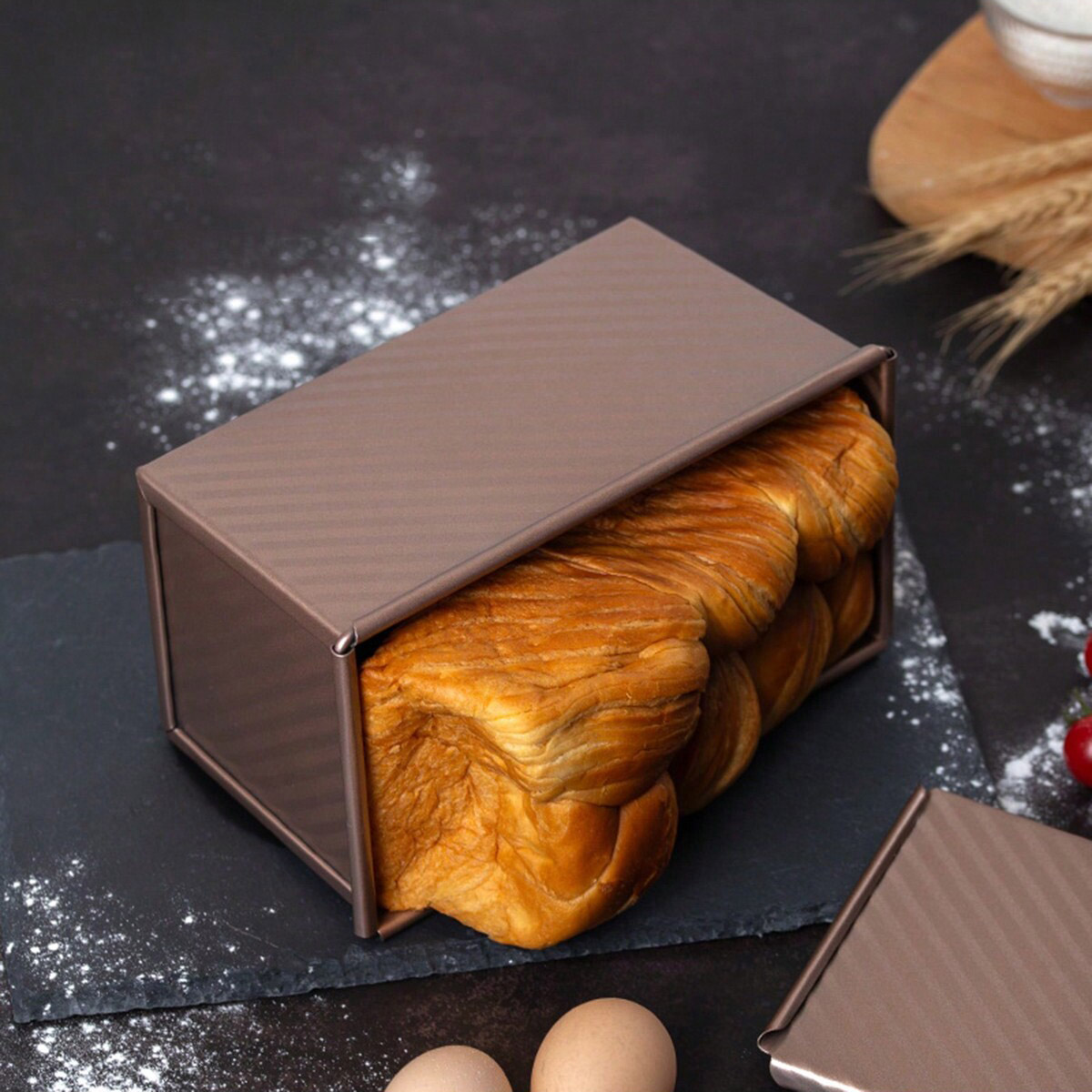 1pc Golden  Loaf Pan with Lid  - Rotary Bakery Oven avis et prix