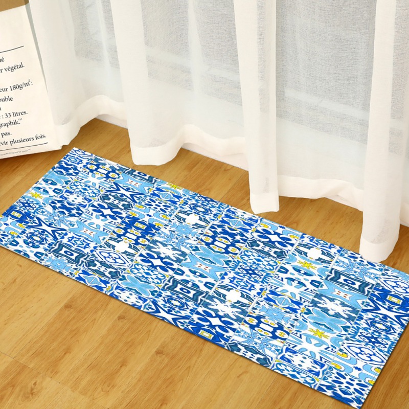 Long Rug Mediterranean Blue-Wh - Commercial Kitchen Tile Flooring avis et prix